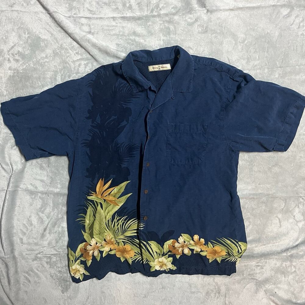 Tommy Bahama Birds Of Paradise Shirt L Mens Floral 100% Silk Relax Hawaiian